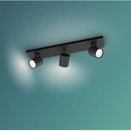 Philips - LED RGBW dimbare spot RUNNER 3xGU10/6,5W/230V 2700-6500K zwart