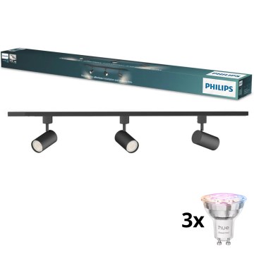 Philips - LED RGBW dimbare spotarmatuur in het EASYLINK HUE railsysteem 3xGU10/4,7W/230V 2200-6500K 1m zwart