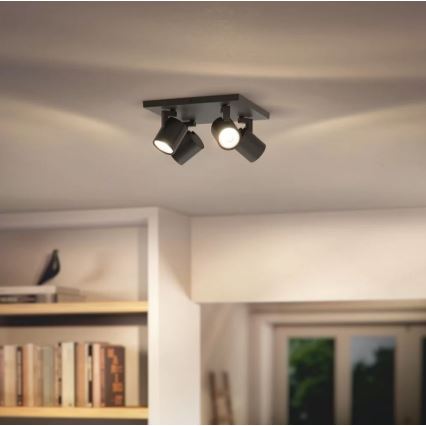 Philips - LED RGBW dimbaar spotarmatuur RUNNER 4xGU10/6,5W/230V 2700-6500K zwart