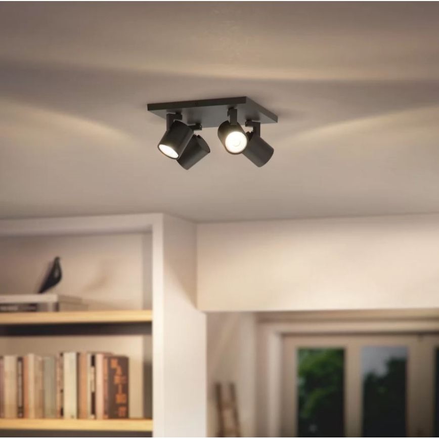 Philips - LED RGBW dimbaar spotarmatuur RUNNER 4xGU10/6,5W/230V 2700-6500K zwart