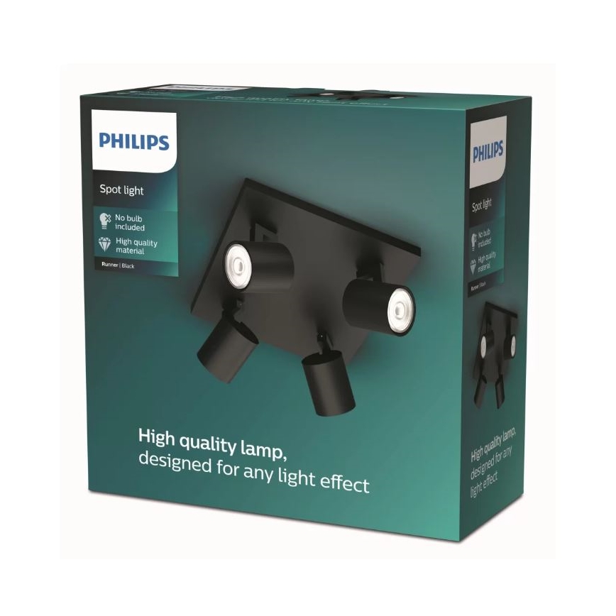 Philips - LED RGBW dimbaar spotarmatuur RUNNER 4xGU10/6,5W/230V 2700-6500K zwart