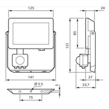 Philips - LED-schijnwerper met bewegingssensor DECOFLOOD LED/20W/230V IP65