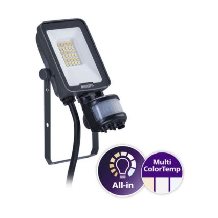 Philips - LED-schijnwerper met bewegings- en schemersensor LEDINAIRE ALL-IN LED/10W/230V 3000/4000/6500K IP65