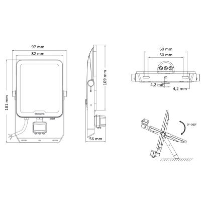 Philips - LED-schijnwerper met bewegings- en schemersensor LEDINAIRE ALL-IN LED/20W/230V 3000/4000/6500K IP65