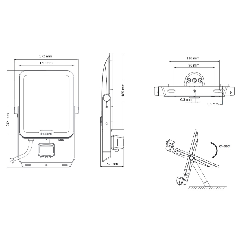 Philips - LED-schijnwerper met bewegings- en schemersensor LEDINAIRE ALL-IN LED/50W/230V 3000/4000/6500K IP65