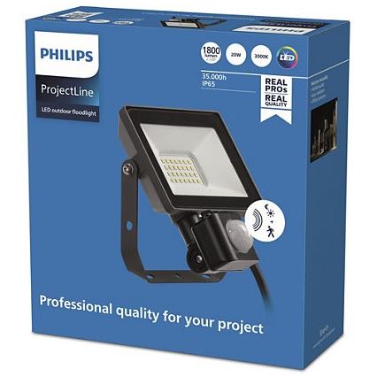 Philips - LED Schijnwerper voor Buiten met Sensor PROJECTLINE LED/20W/230V IP65 3000K