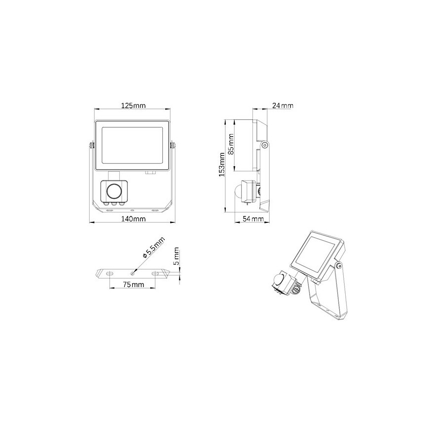 Philips - LED Schijnwerper voor Buiten met Sensor PROJECTLINE LED/20W/230V IP65 3000K