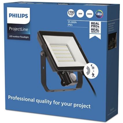 Philips - LED Schijnwerper voor Buiten met Sensor PROJECTLINE LED/30W/230V IP65 3000K