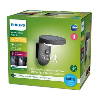 Philips - LED Solar wandlamp met sensor LED/1,2W/4V 1800 mAh 3000K IP44