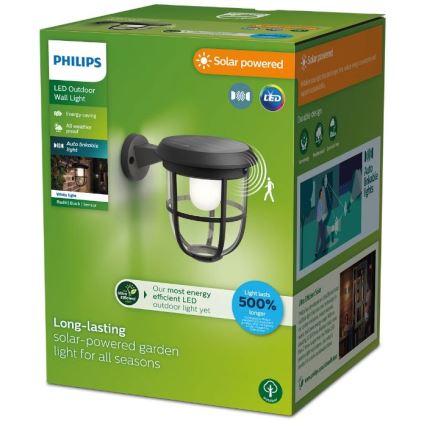 Philips - LED Solar Wandlamp met bewegings- en schemersensor RADII LED/1,3W/3,7V 2000 mAh 3000K IP44