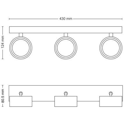 Philips - LED spot 3xLED/5,5W/230V zwart