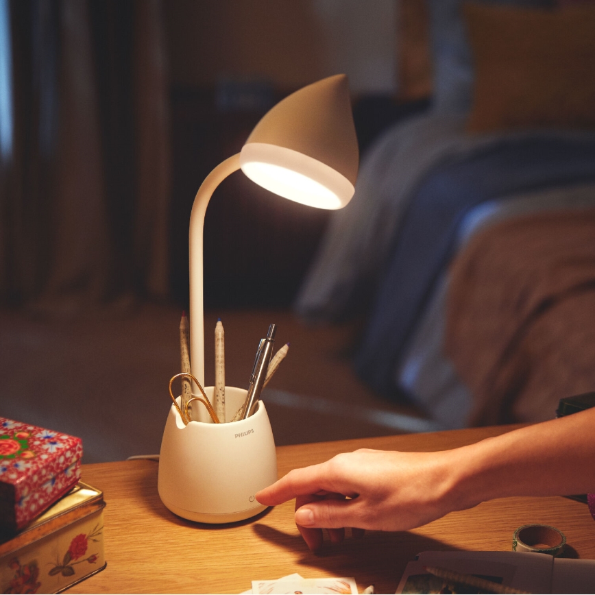 Philips - LED dimbare touch tafellamp HAT LED/4,5W/5V 1800 mAh 3000/4000/5700K CRI 90