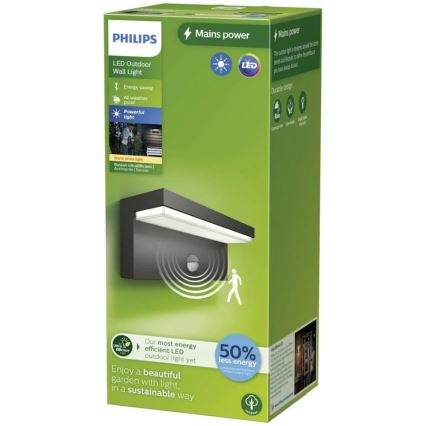 Philips - LED Wandlamp voor buiten met sensor BUSTAN LED/3,8W/230V 2700K IP44