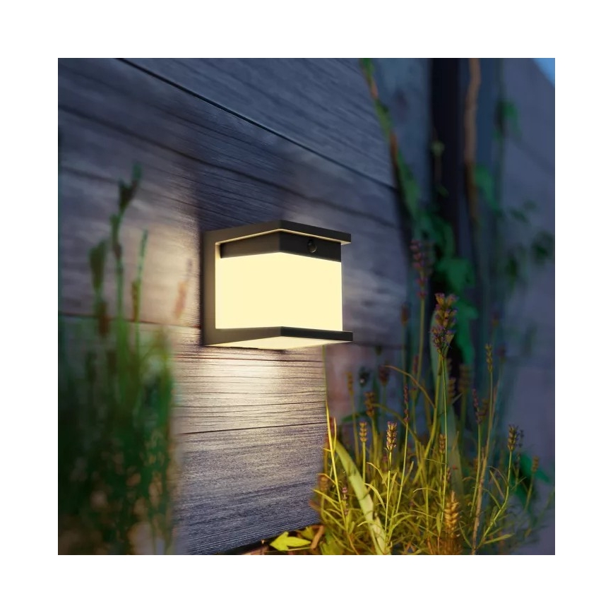 Philips - LED zonne-wandlamp met sensor DIARA LED/3,8W/3,7V 800 mAh 2700K IP44 zwart