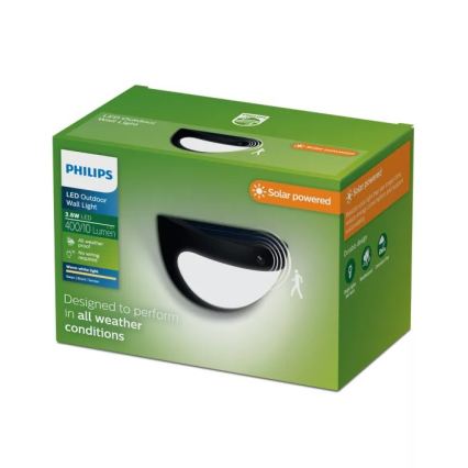Philips - LED zonne-muurlamp met sensor SWYN LED/3,8W/3,7V 800 mAh 2700K IP44 zwart