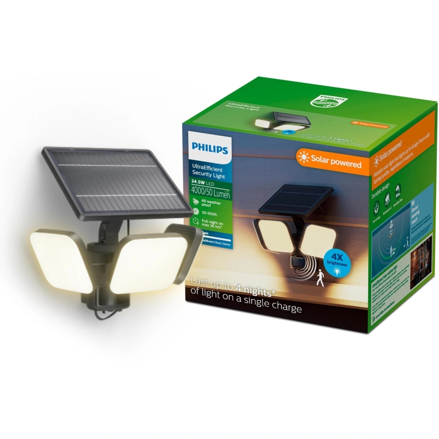 Philips - ZYREN LED buitenwandlamp op zonne-energie met sensor LED/24,5W/3,7V 2600 mAh 3000K IP65