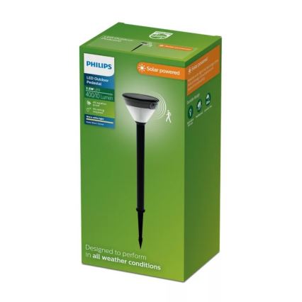 Philips - zonne-LED-lamp met sensor KYNA LED/3,8W/3,7V 800 mAh 2700K IP44 zwart