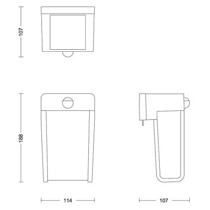 Philips - LED Solar Wandlamp met sensor SHROUD LED/2,3W/3,7V 600 mAh IP44