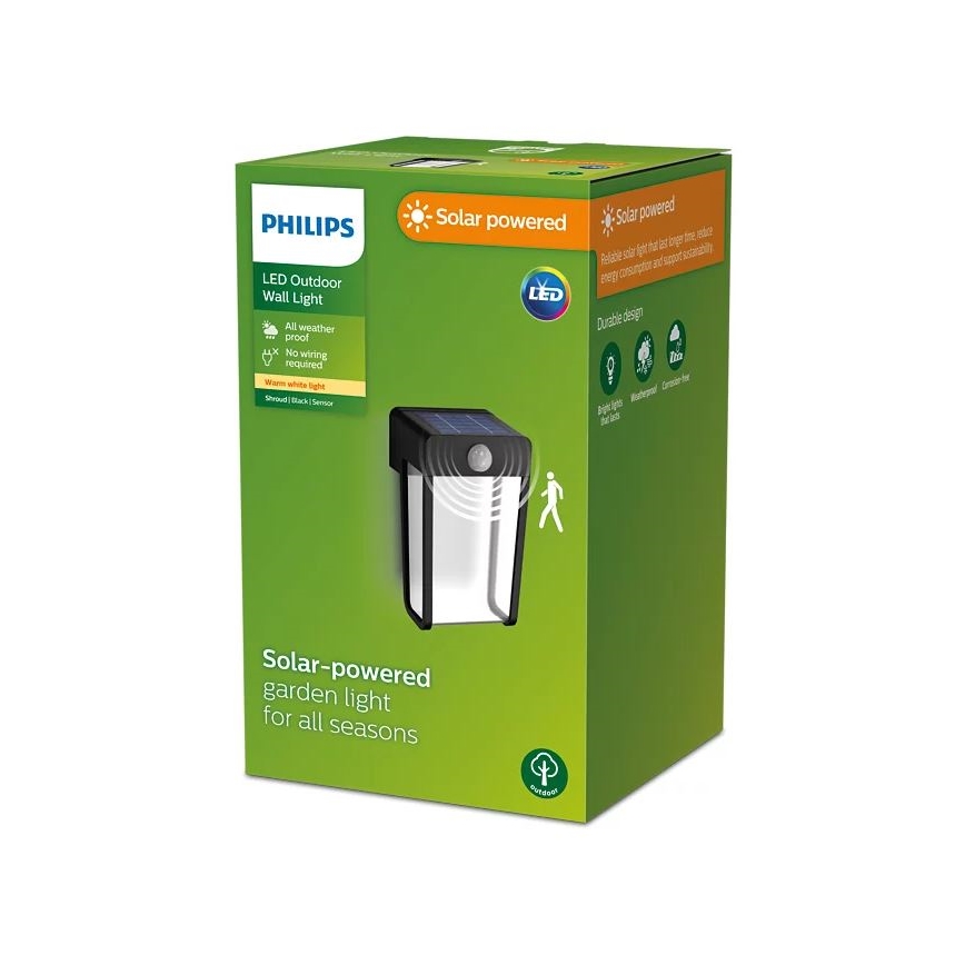 Philips - LED Solar Wandlamp met sensor SHROUD LED/2,3W/3,7V 600 mAh IP44