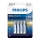 Philips LR03E4B/10 - 4 stuks AAA alkalinebatterijen ULTRA ALKALINE 1,5V 1250mAh