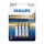 Philips LR03M4B/10 - 4 stuks AAA alkalinebatterijen PREMIUM ALKALINE 1,5V 1320mAh
