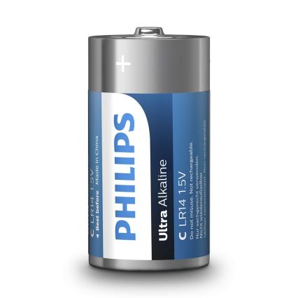 Philips LR14E2B/10 - 2 stuks Alkalische batterij C ULTRA ALKALINE 1,5V 7500mAh