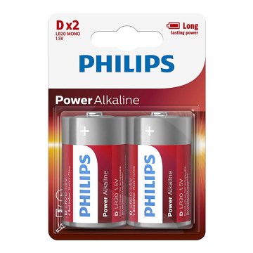 Philips LR20P2B/10 - 2 st. Alkaline batterij D POWER ALKALINE 1,5V 14500mAh