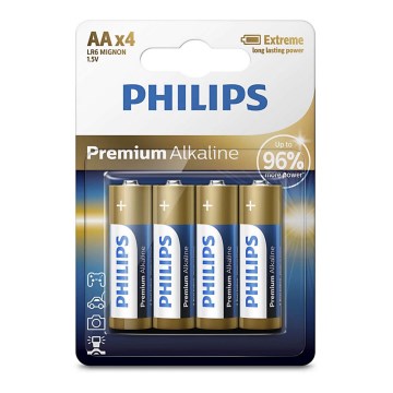 Philips LR6M4B/10 - 4 st. Alkaline batterij AA PREMIUM ALKALINE 1,5V 3200mAh