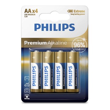 Philips LR6M4B/10 - 4 stuks AA alkaline batterij PREMIUM ALKALINE 1,5V 3200mAh