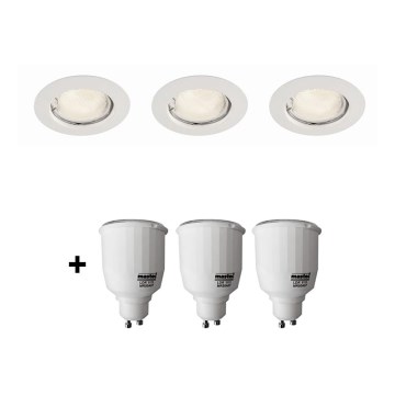 Philips Massive 59383/31/19 - SET 3x Inbouwspot + 3x spaarlamp 7W GRATIS