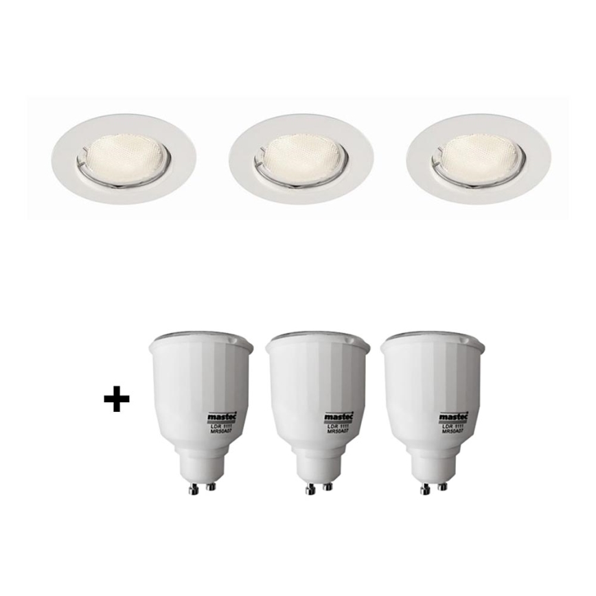 Philips Massive 59383/31/19 - SET 3x Inbouwspot + 3x spaarlamp 7W GRATIS