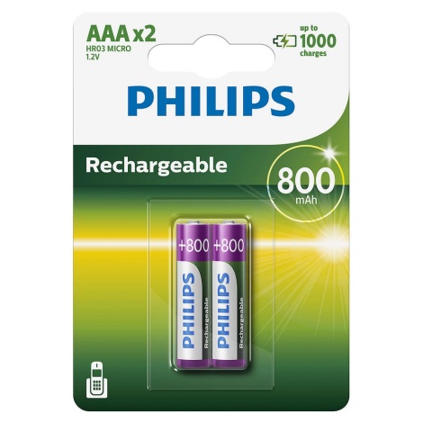 Glimmend De vreemdeling korting Philips R03B2A80/10 - 2 st. Oplaadbare batterijen AAA MULTILIFE NiMH/1,2V/800  mAh | Lampenmanie