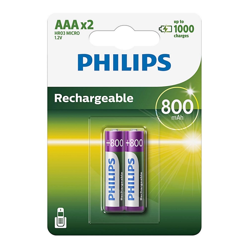 Glimmend De vreemdeling korting Philips R03B2A80/10 - 2 st. Oplaadbare batterijen AAA MULTILIFE NiMH/1,2V/800  mAh | Lampenmanie