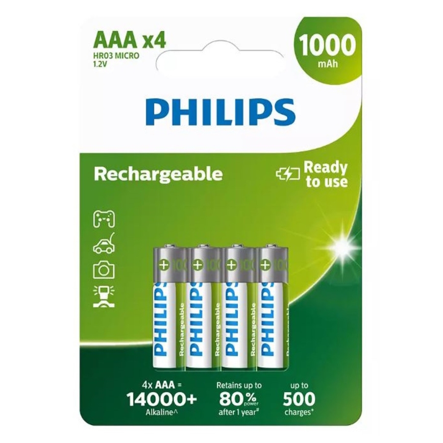 Philips R03B4RTU10/10 - 4 st. Oplaadbare batterijen AAA NiMH/1,2V/1000 mAh