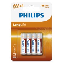Philips R03L4B/10 - 4 st. Zinkchloride batterij AAA LONGLIFE 1,5V
