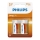 Philips R14L2B/10 - 2 stuks Zinkchloride batterij C LONGLIFE 1,5V 2800mAh