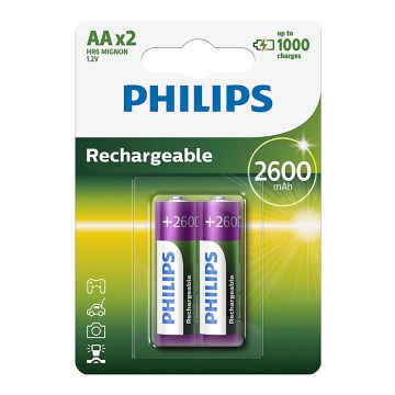 Philips R6B2A260/10 - 2 st. Oplaadbare batterijen AA MULTILIFE NiMH/1,2V/2600 mAh