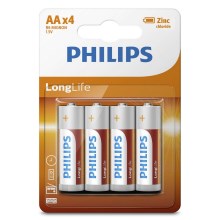 Philips R6L4B/10 - 4 st. Zinkchloride batterij AA LONGLIFE 1,5V