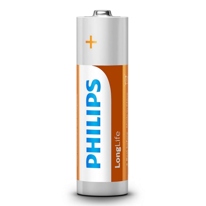 Philips R6L4B/10 - 4 stuks Zinkchloride batterij AA LONGLIFE 1,5V 900mAh