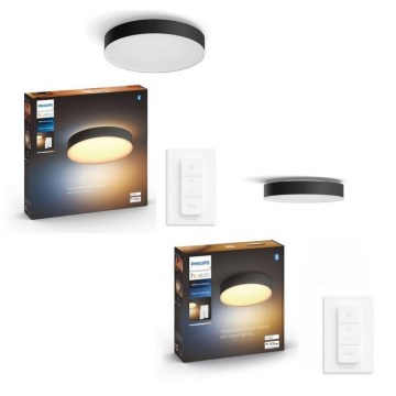Philips - SET 1x dimbare LED-plafondlamp Hue ENRAVE Ø 42,5 cm LED/33,5W/230V + 1x dimbare LED-plafondlamp Hue Ø 26,1 cm LED/9,6W/230V + 2x afstandsbediening