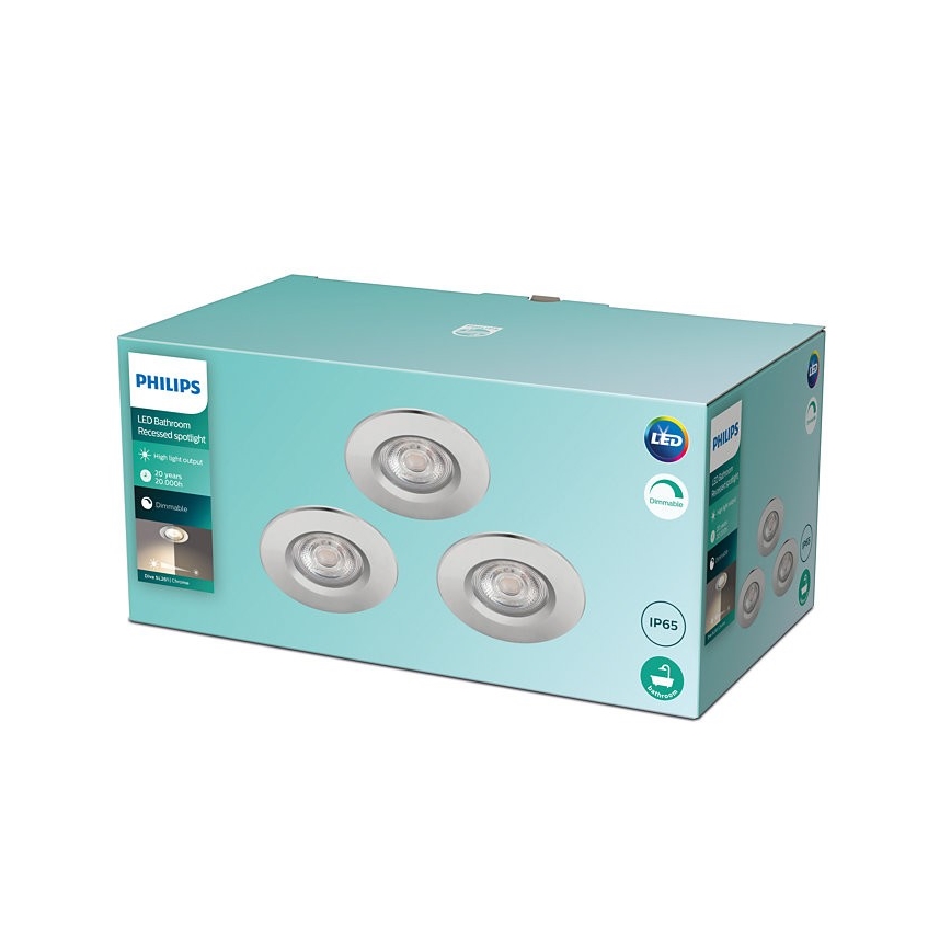 Philips - SET 3x Dimbare LED Badkamer Lamp DIVE LED/5W/230V IP65