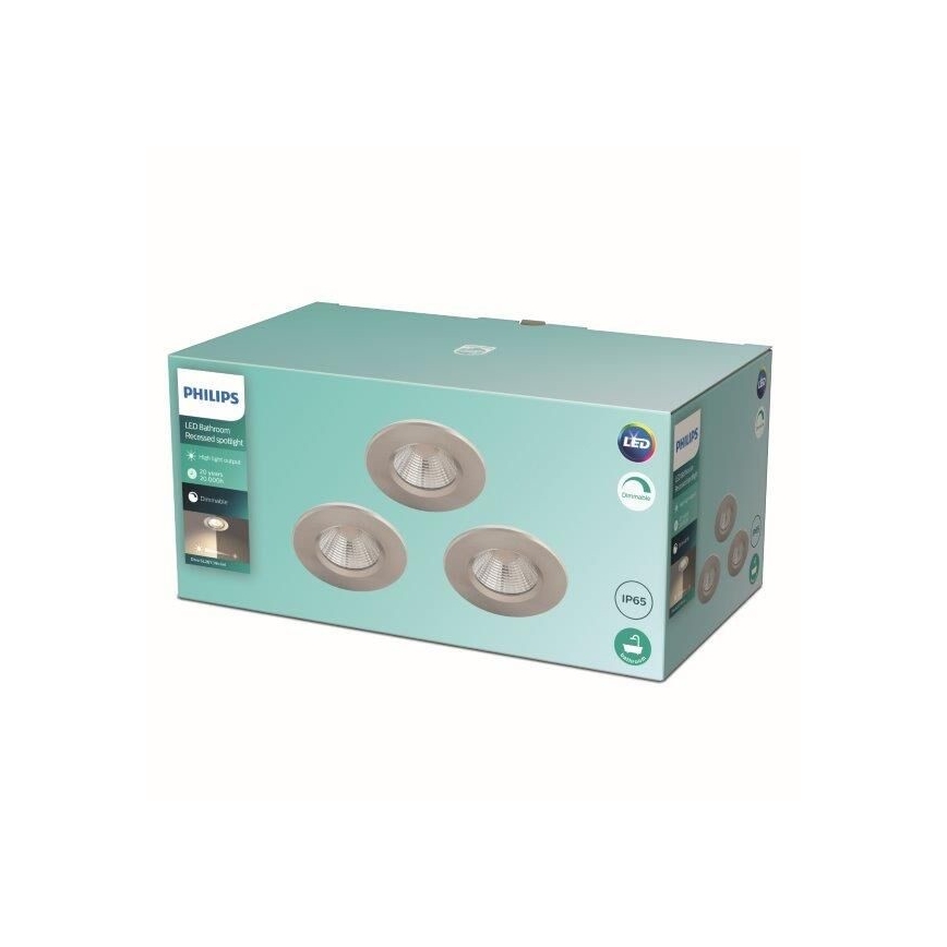 Philips - SET 3x Dimbare LED Badkamer Lamp LED/5,5W/230V 2700K IP65
