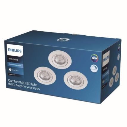 Philips - SET 3x Dimbare LED Inbouw Lamp DIVE LED/5W/230V 2700K