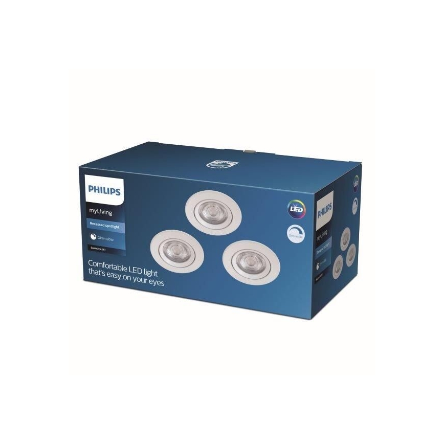 Philips - SET 3x Dimbare LED Inbouw Lamp DIVE LED/5W/230V 2700K