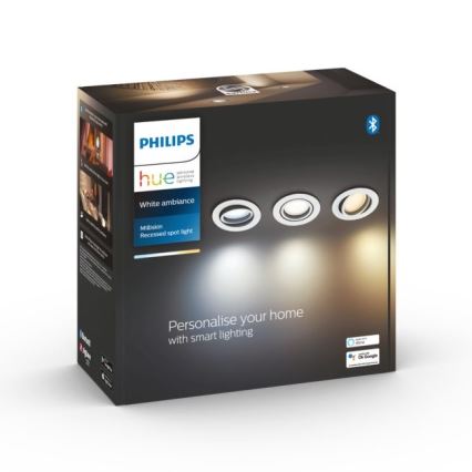 Philips - SET 3x Dimbare LED Inbouw Lamp Hue MILLISKIN 1xGU10/5,7W/230V 2200-6500K