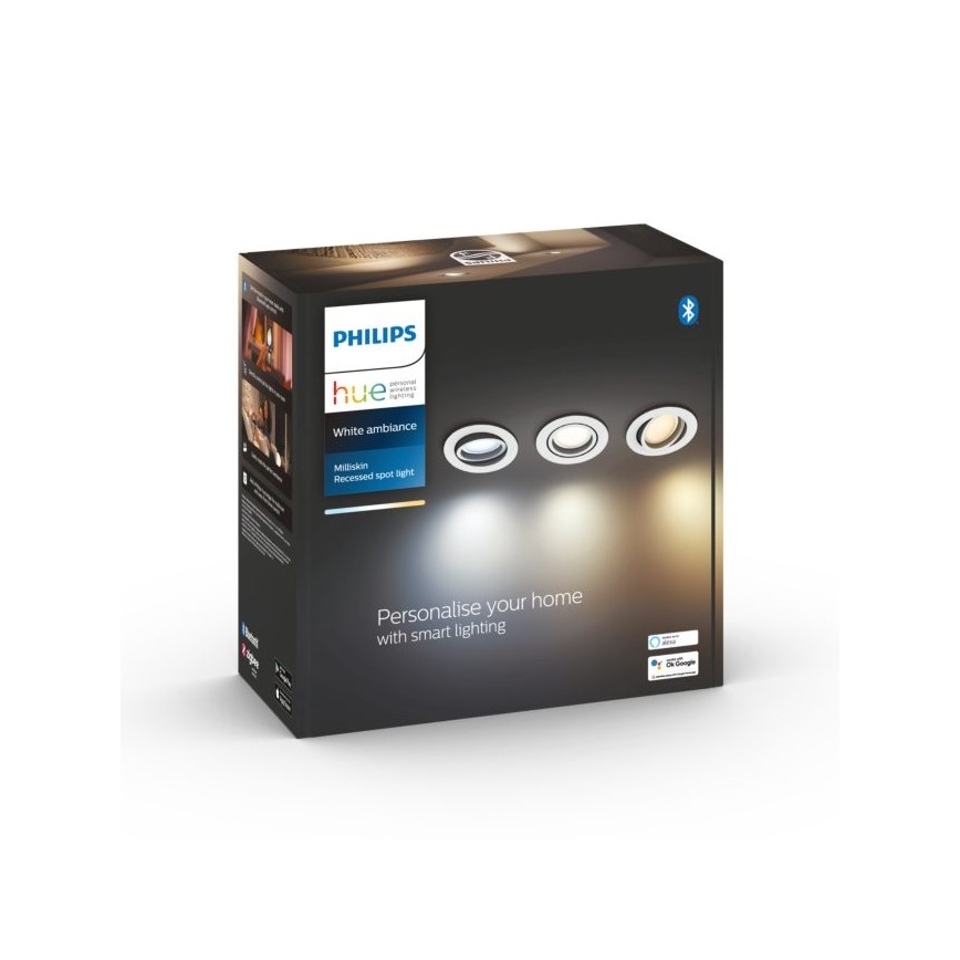 Philips - SET 3x Dimbare LED Inbouw Lamp Hue MILLISKIN 1xGU10/5,7W/230V 2200-6500K