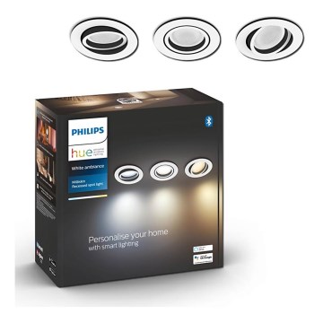 Philips - SET 3x Dimbare LED Inbouw Lamp Hue MILLISKIN 1xGU10/5,7W/230V 2200-6500K