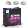 Philips - SET 3x Dimbare LED RGB Badkamer Lamp Hue 1xGU10/5,7W/230V IP44 2000-6500K