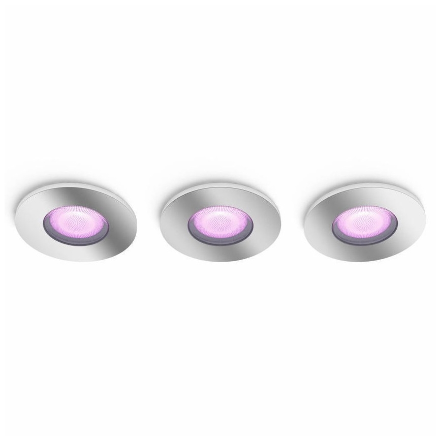 Philips - SET 3x Dimbare LED RGB Badkamer Lamp Hue XAMENTO 1xGU10/5,7W/230V IP44 2000-6500K