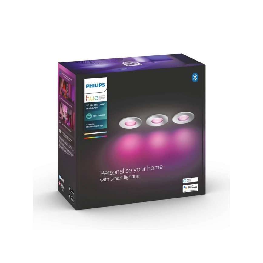 Philips - SET 3x Dimbare LED RGB Badkamer Lamp Hue XAMENTO 1xGU10/5,7W/230V IP44 2000-6500K